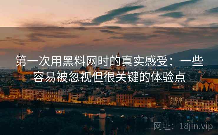 第一次用黑料网时的真实感受：一些容易被忽视但很关键的体验点