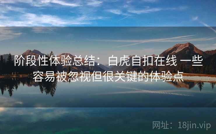 阶段性体验总结：白虎自扣在线 一些容易被忽视但很关键的体验点
