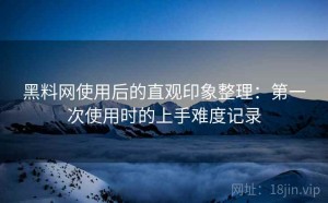 黑料网使用后的直观印象整理：第一次使用时的上手难度记录