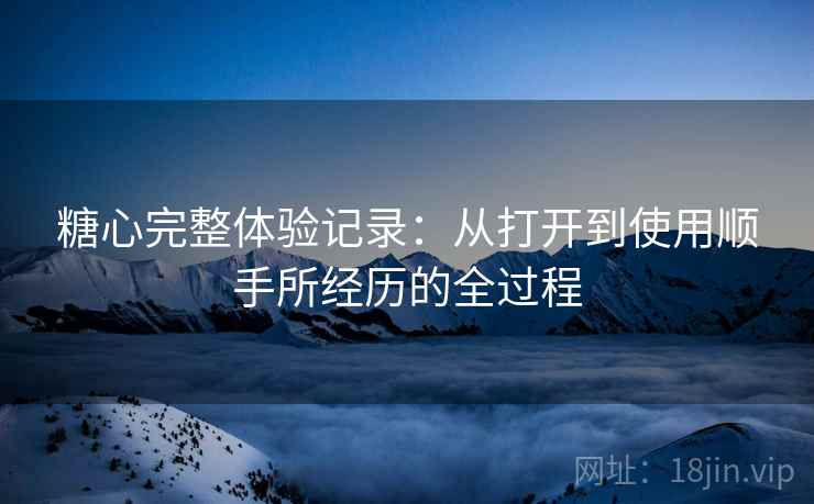 糖心完整体验记录：从打开到使用顺手所经历的全过程