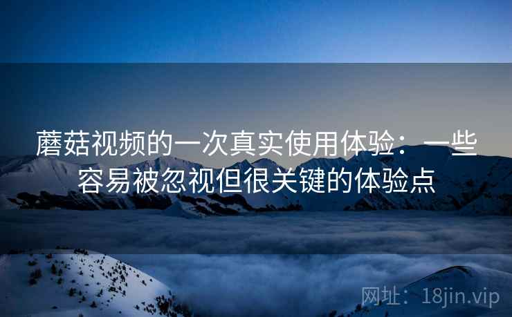 蘑菇视频的一次真实使用体验:一些容易被忽视但很关键的体验点 蘑菇视频的一次真实使用体验:一些容易被忽视但很关键的体验点